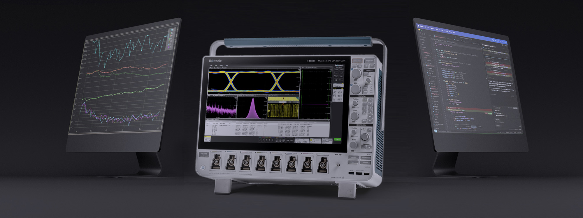 Oscilloscope connected to 2 monitors