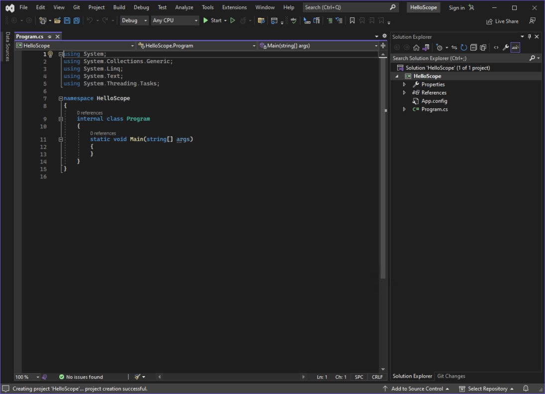 The Visual Studio Integrated Development Environment.